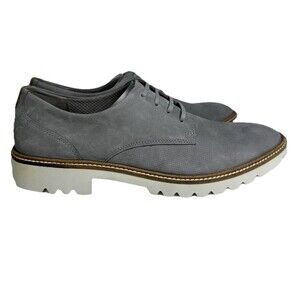 Ecco Modern Tailored Oxford Shoes Women 8.5 Gray Leather Platform Lug Sole